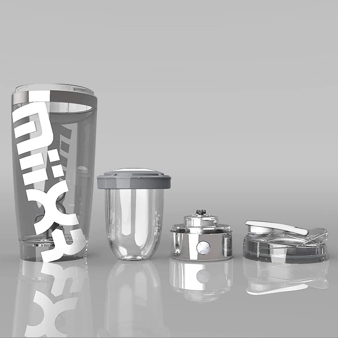 PROMiXX 600mL PRO MiiXR Rechargeable Shaker Bottle & Mixer Silver/Gr